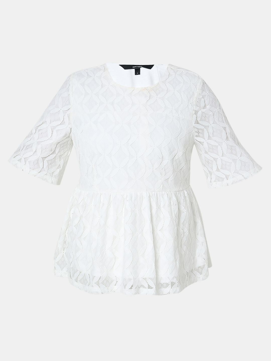 White Lace Ruffle Top