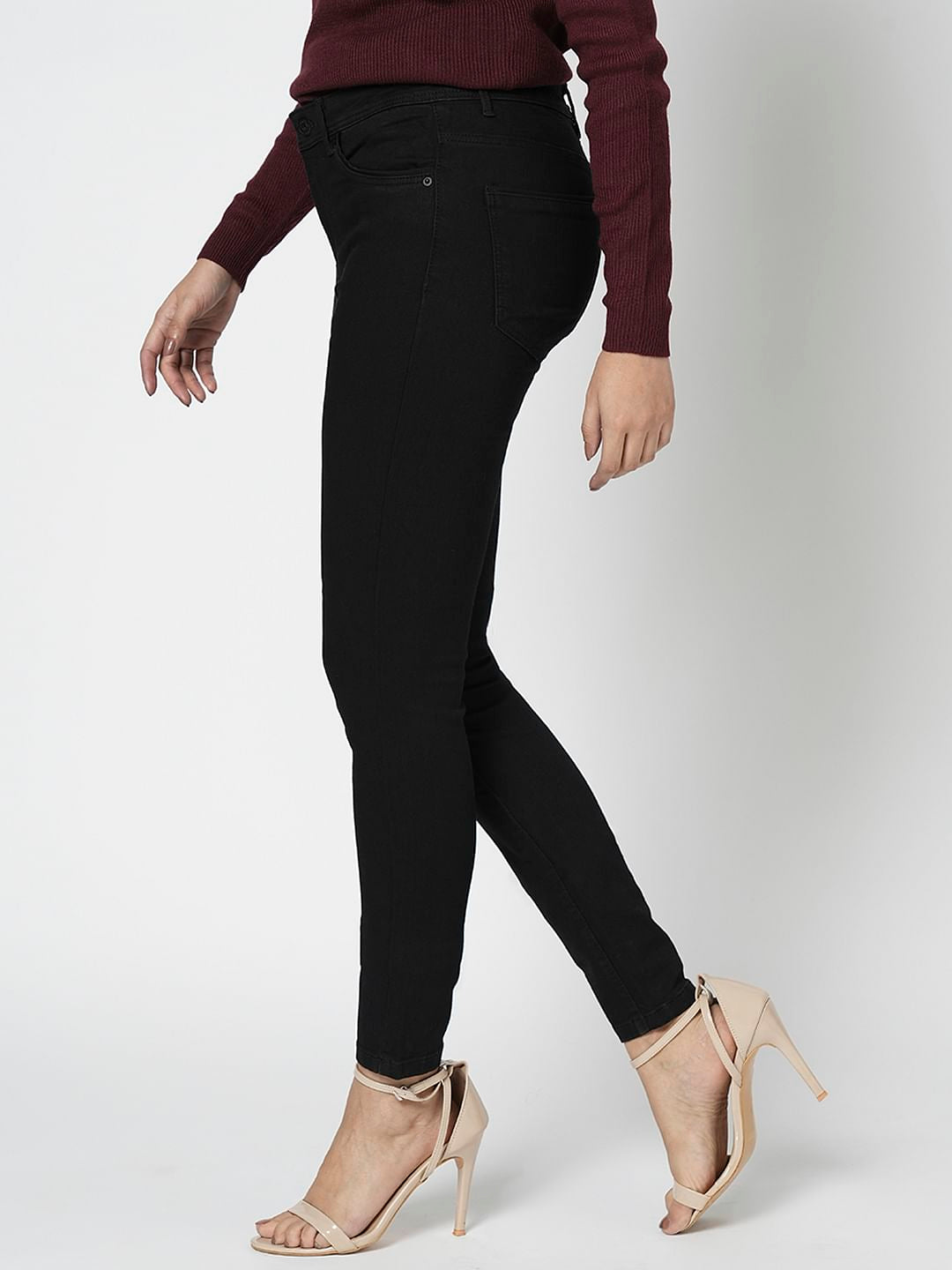 I.Scenery By Vero Moda Black Mid Rise Wendy Skinny Fit Jeans