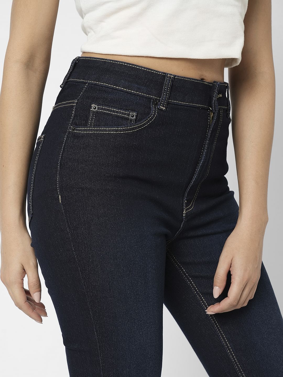 I.Scenery By Vero Moda Dark Blue High Rise Bootcut Jeans