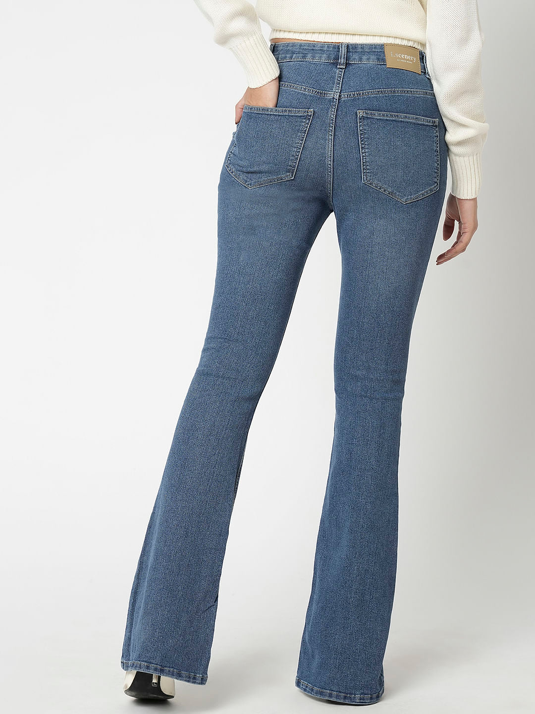I.Scenery By Vero Moda Blue Mid Rise Bootcut Jeans