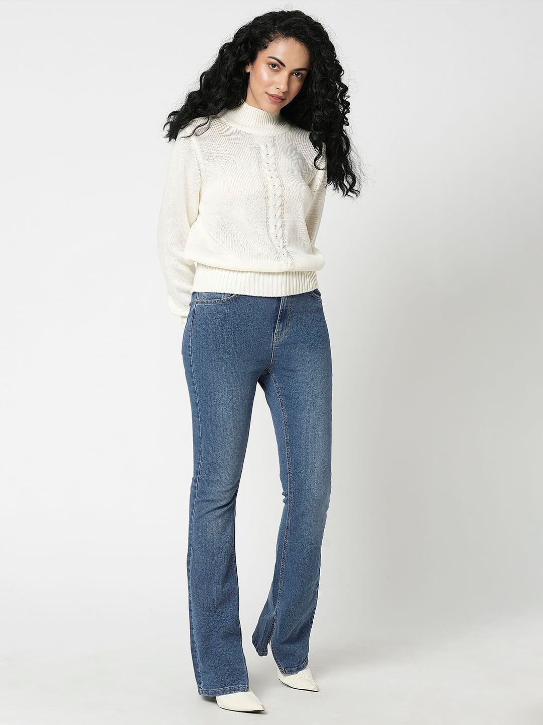 I.Scenery By Vero Moda Blue Mid Rise Bootcut Jeans