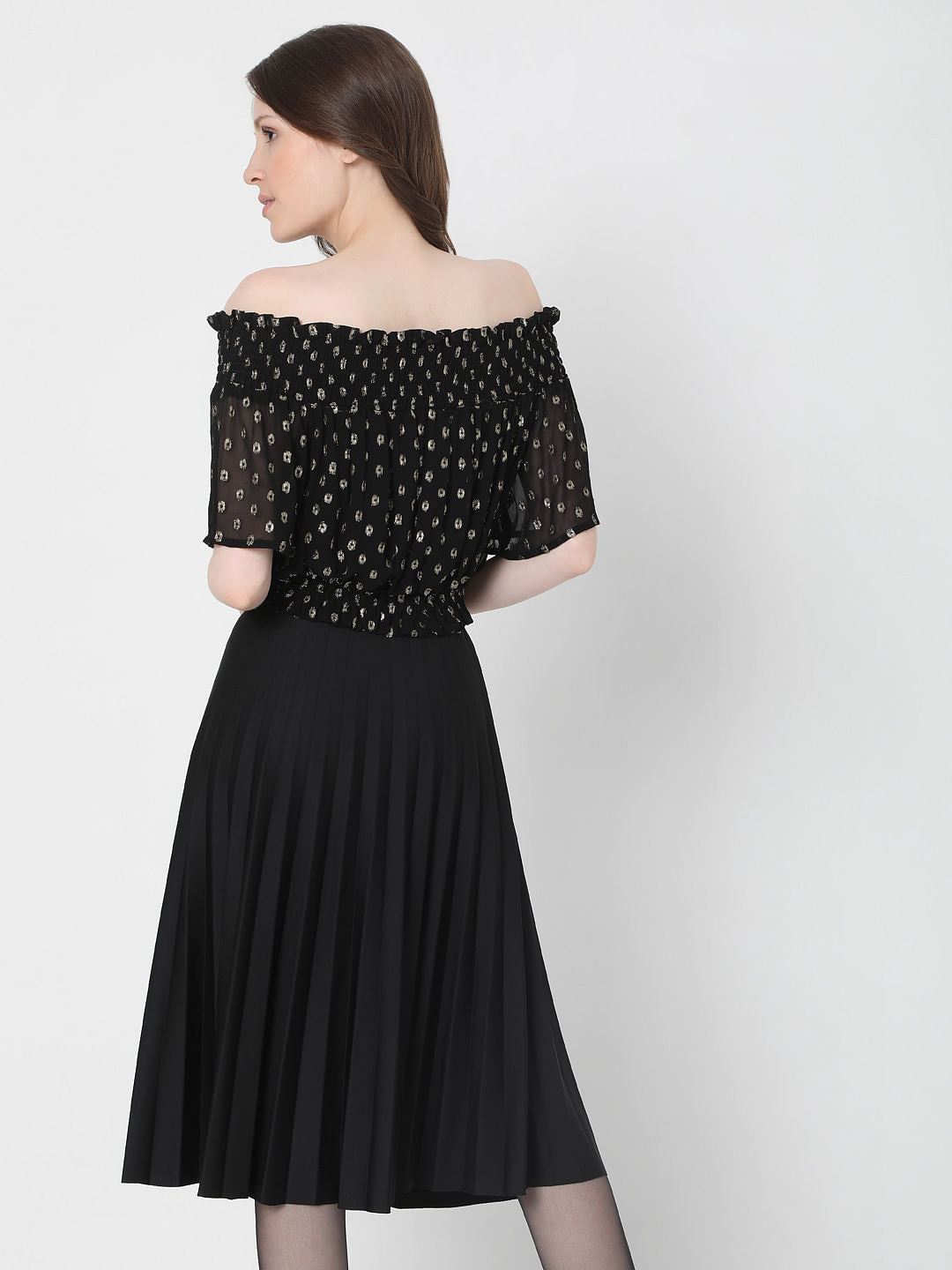 Black Off Shoulder Lurex Top