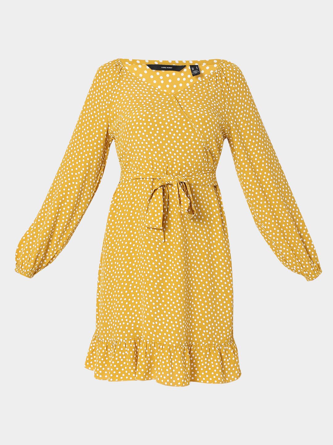 Mustard Printed Wrap Dress