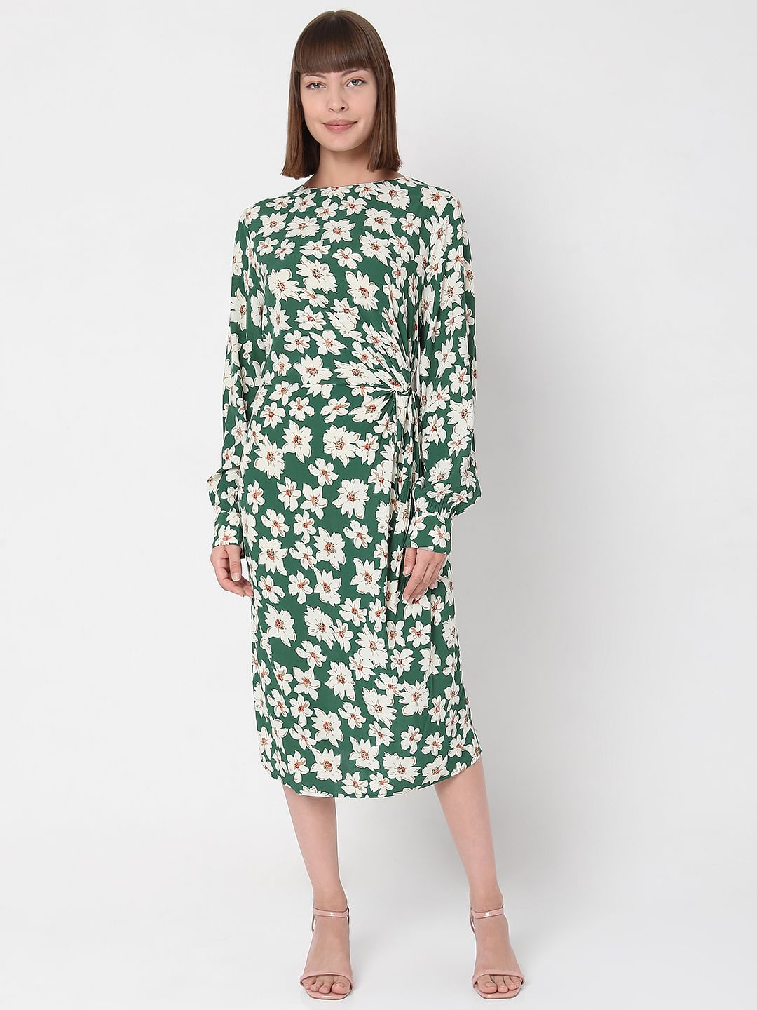 Green Floral Midi Dress
