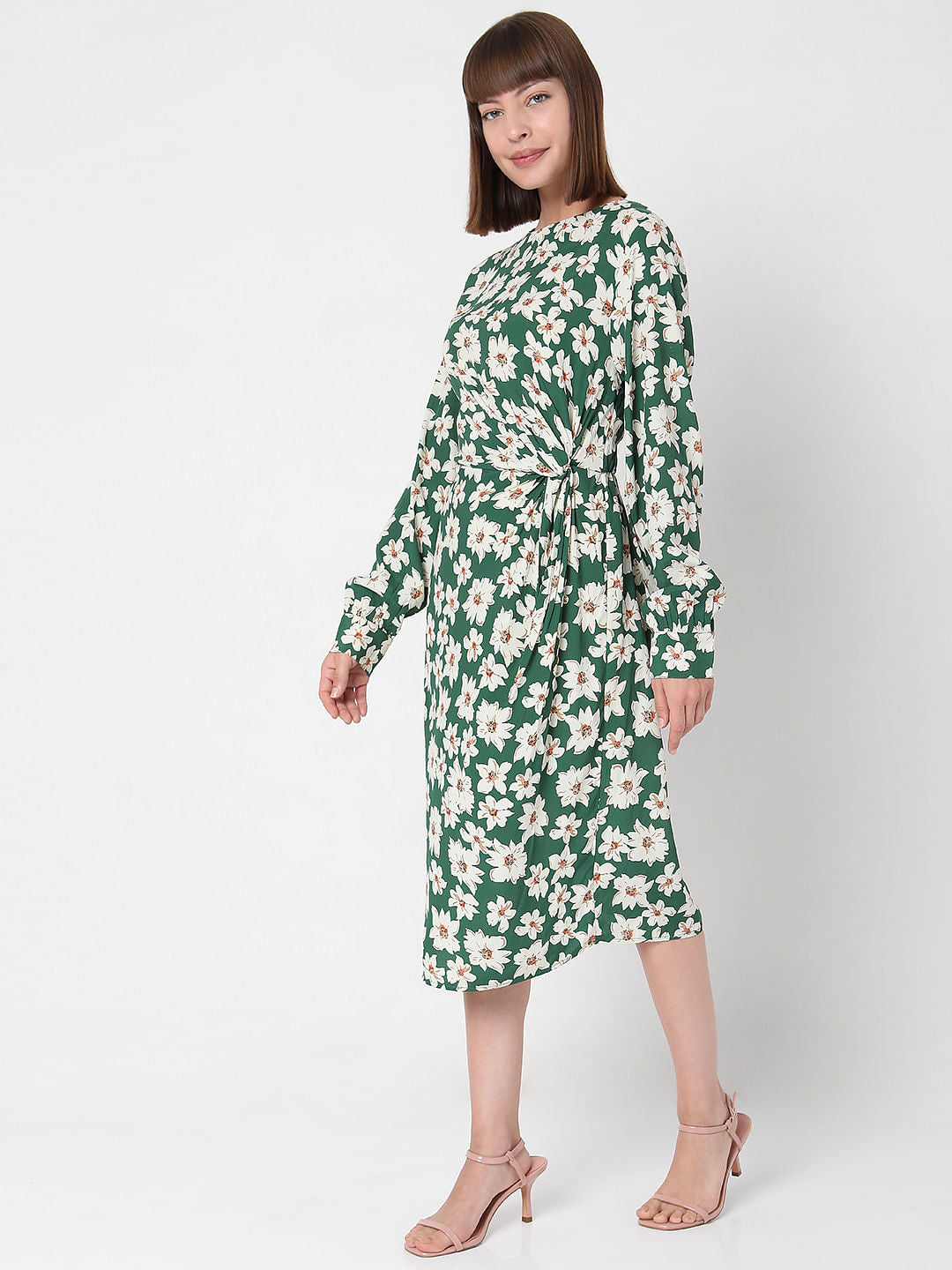 Green Floral Midi Dress
