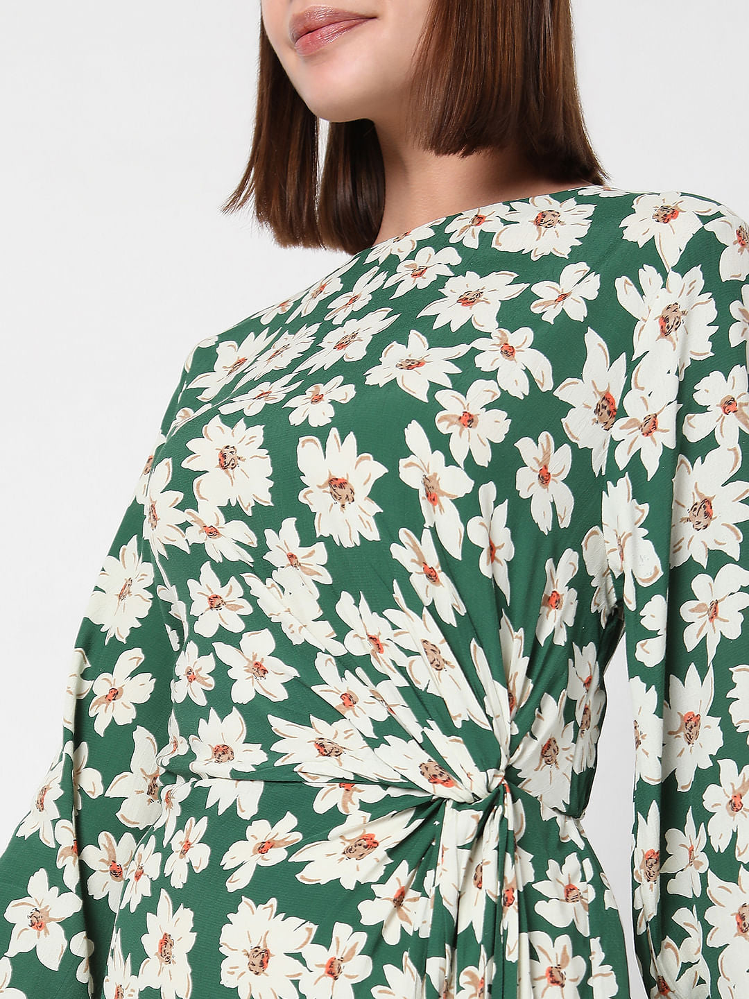 Green Floral Midi Dress