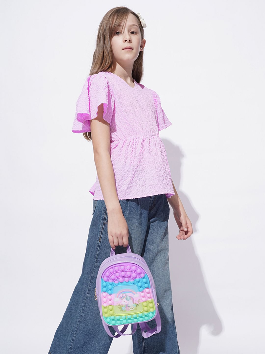 Girls Lilac Peplum Top