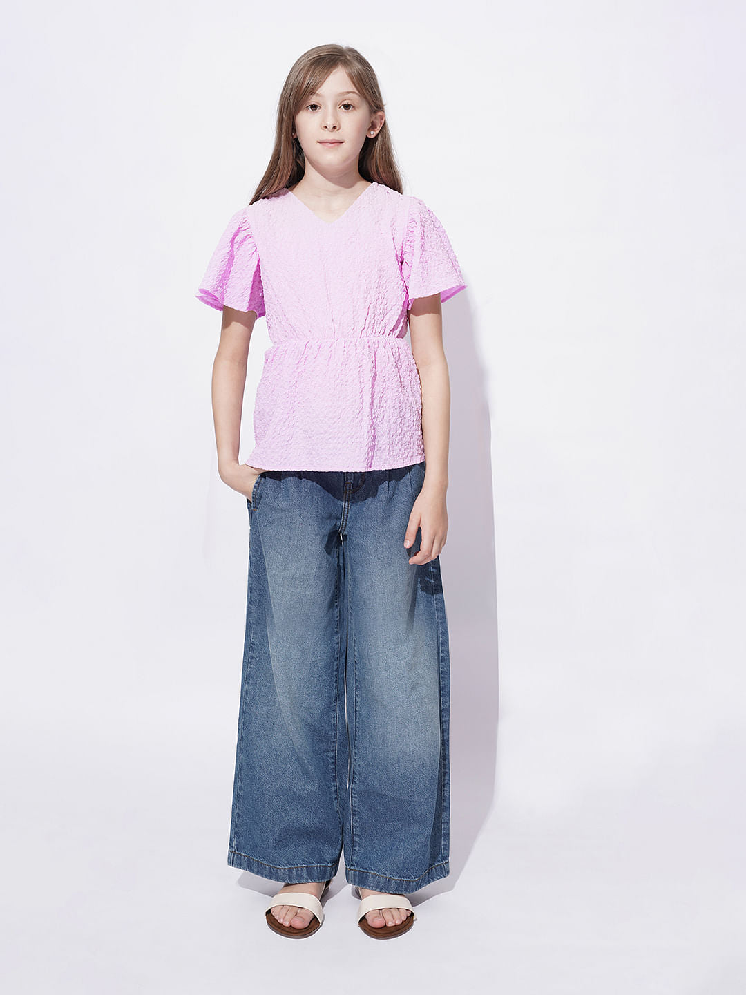 Girls Lilac Peplum Top