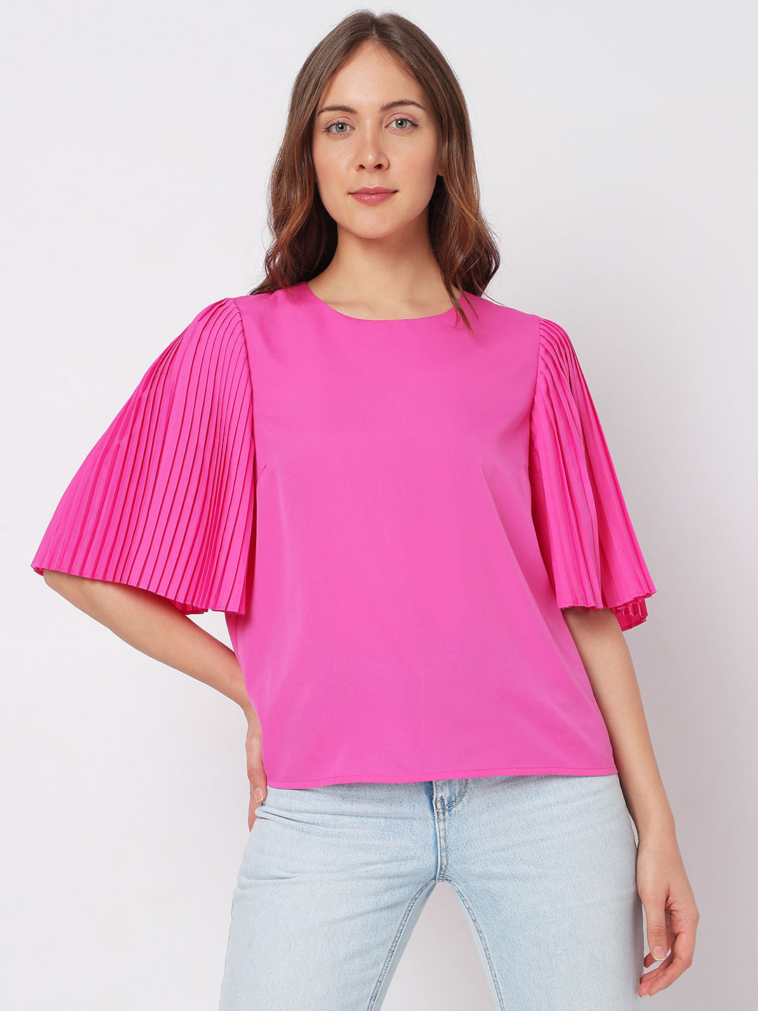 Bright Purple Flared Sleeves Top