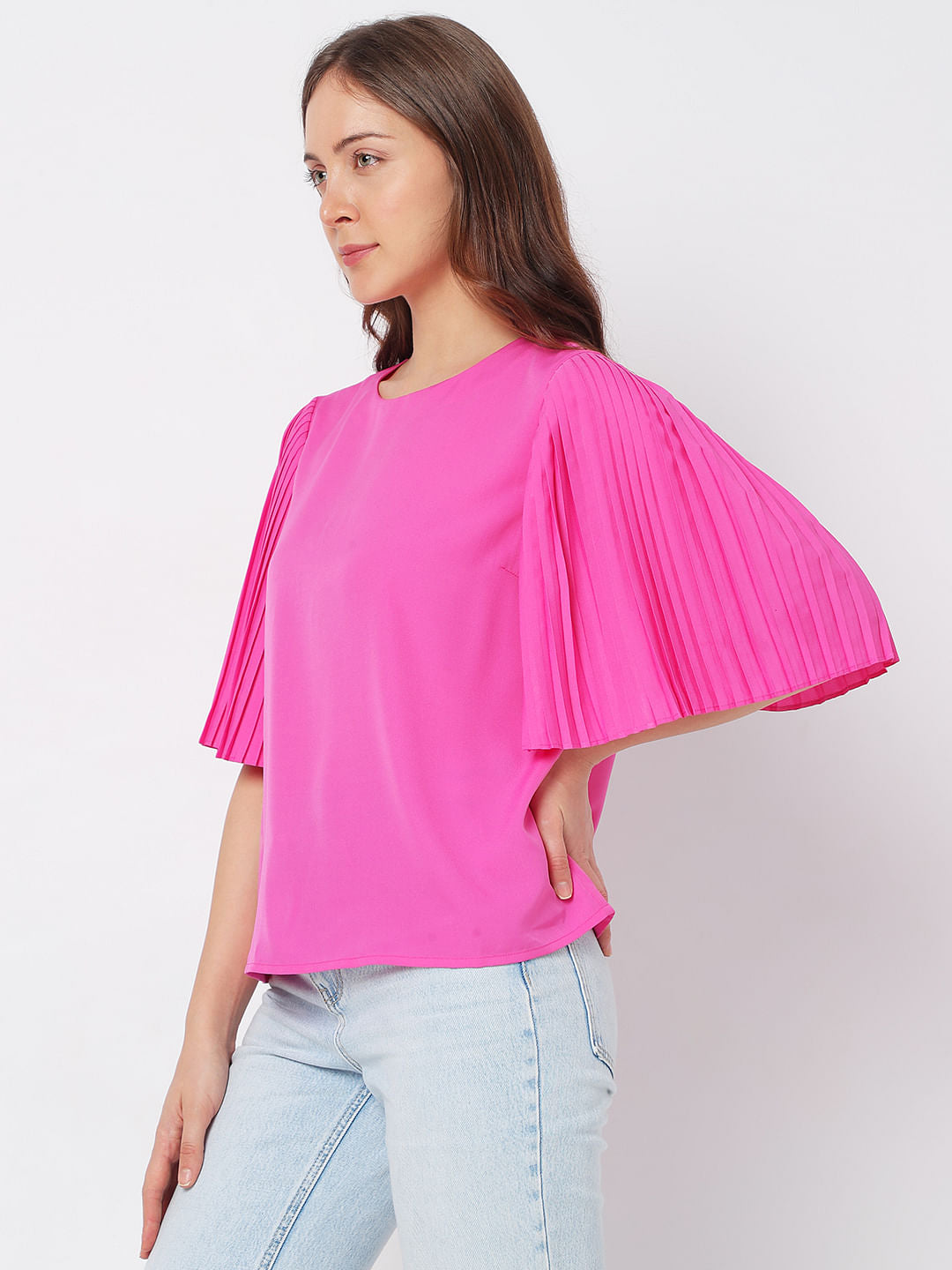 Bright Purple Flared Sleeves Top