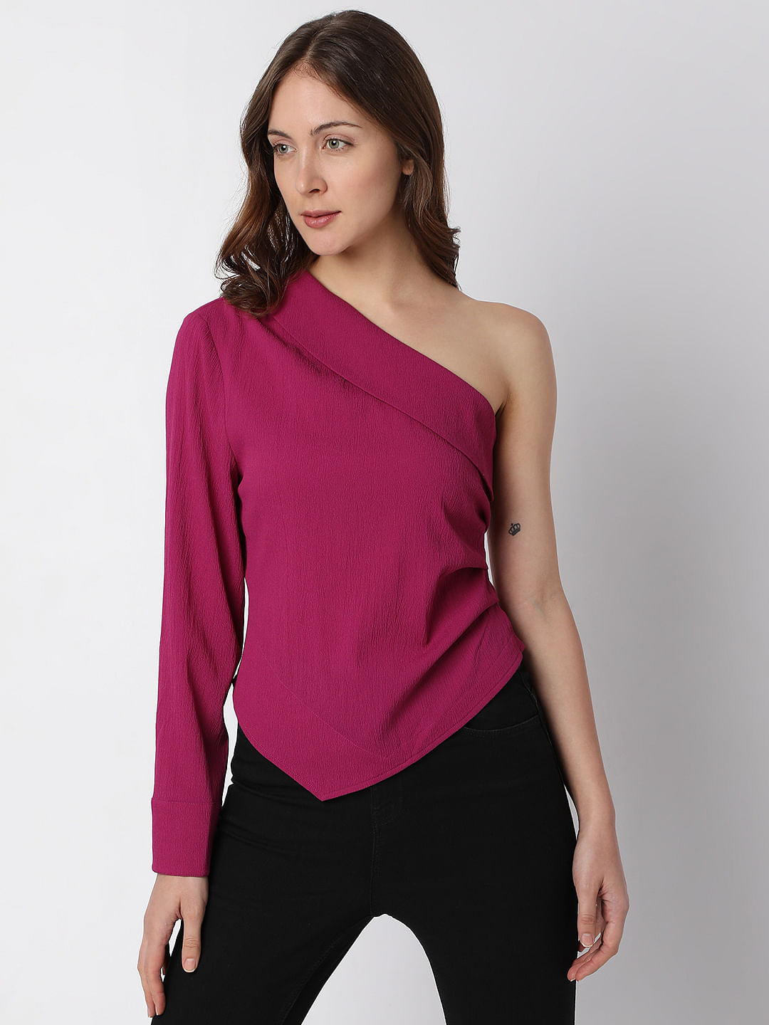 Pink One-Shoulder Top