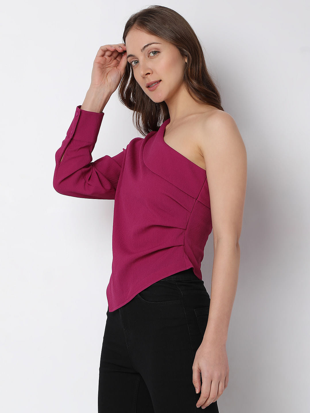 Pink One-Shoulder Top
