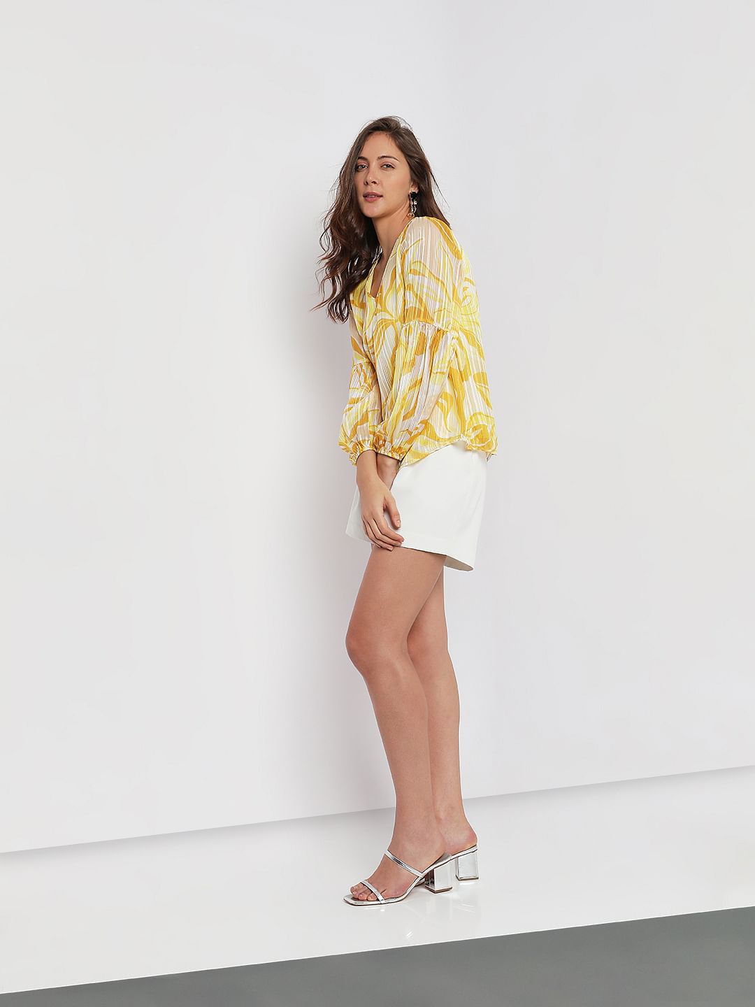 Yellow Floral Print Top