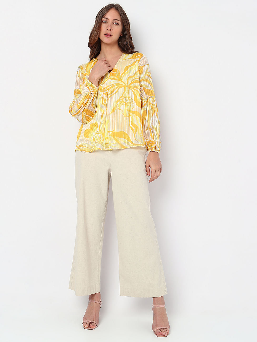 Yellow Floral Print Top