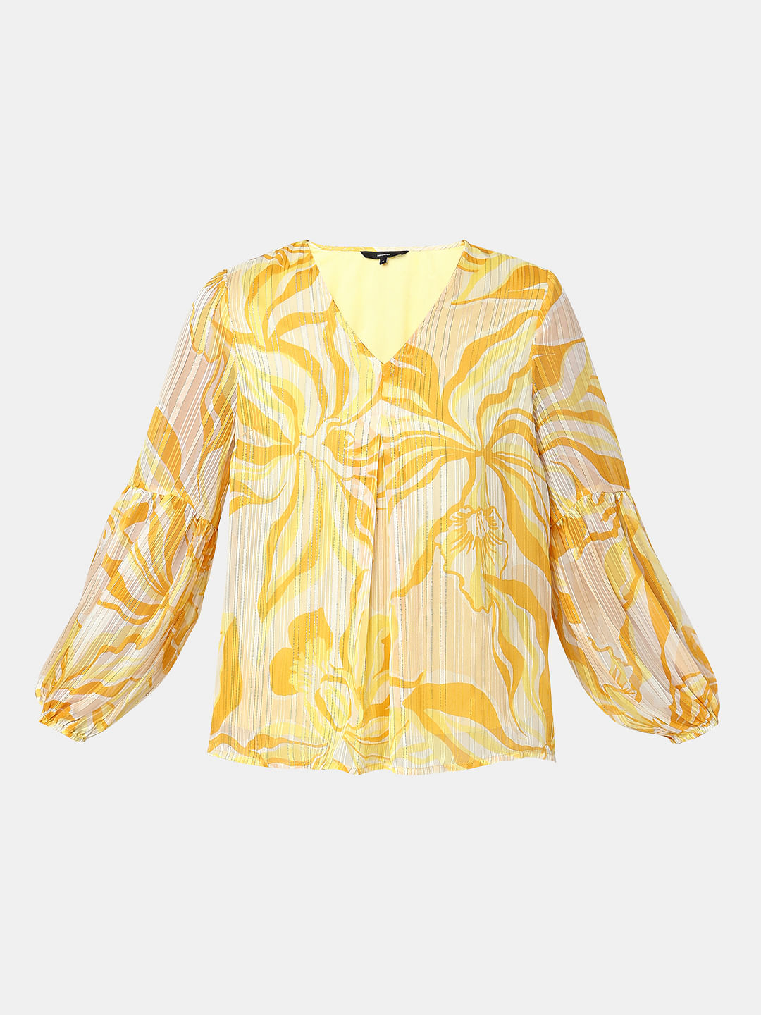 Yellow Floral Print Top
