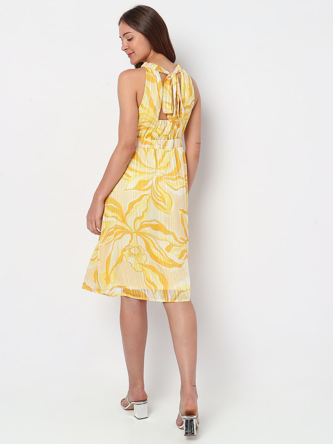 Yellow Floral Midi Dress