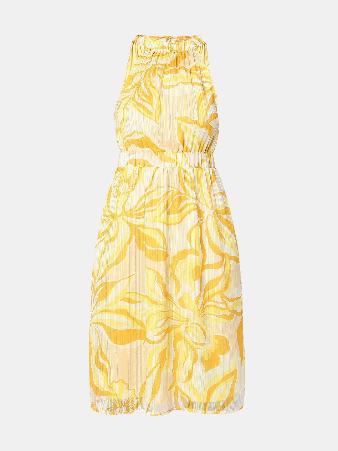 Yellow Floral Midi Dress