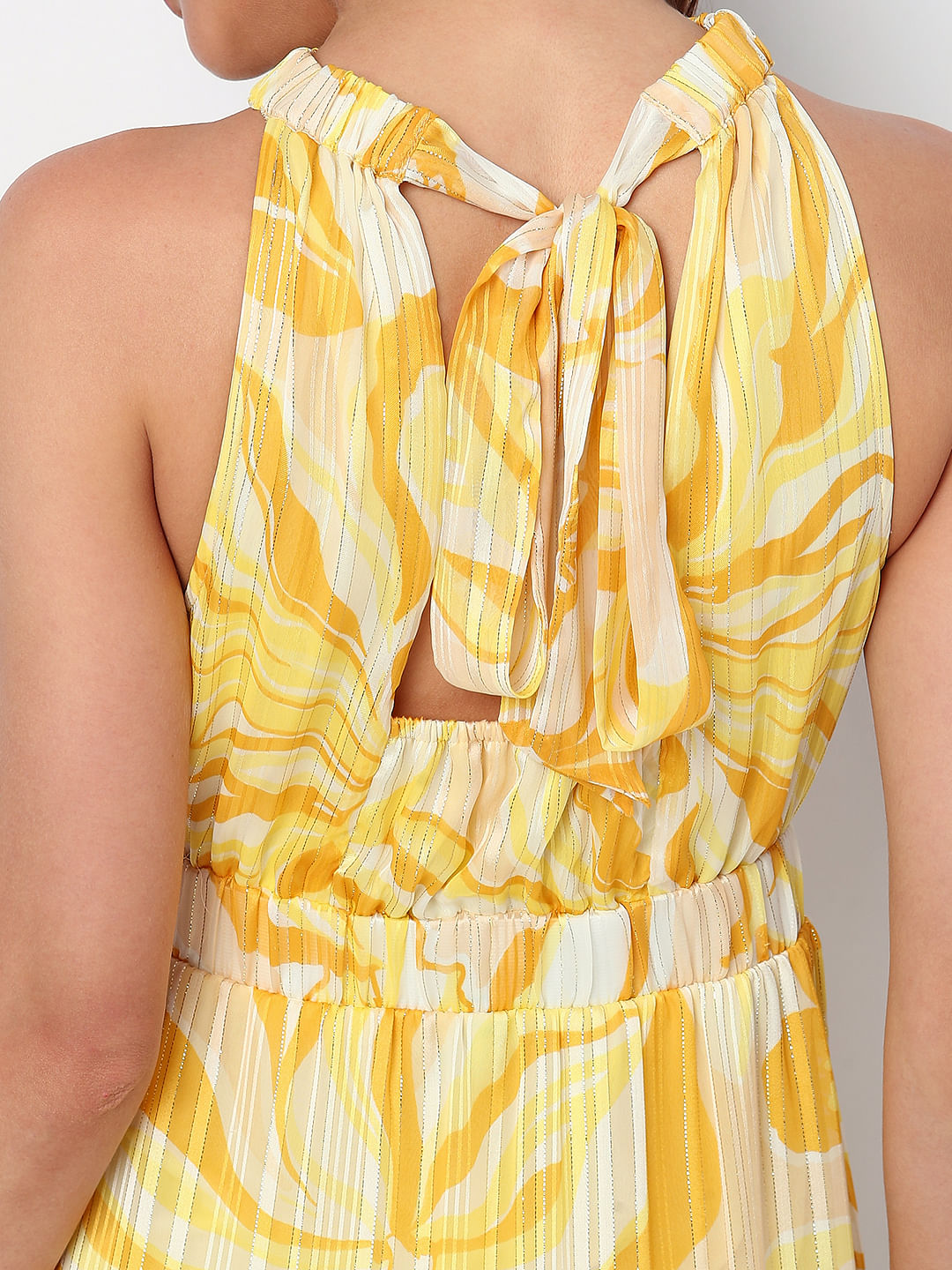 Yellow Floral Midi Dress