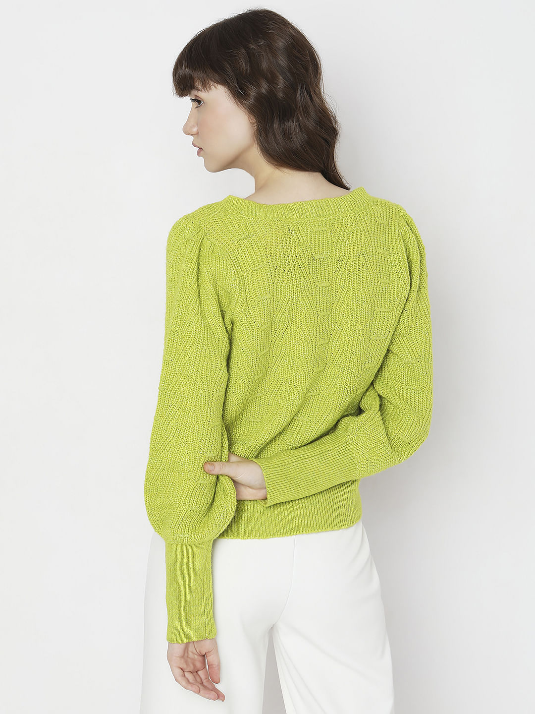 Green Pointelle Pullover