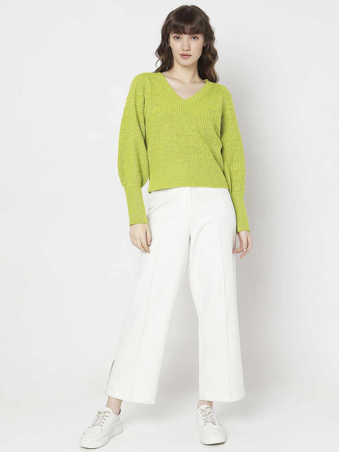 Green Pointelle Pullover