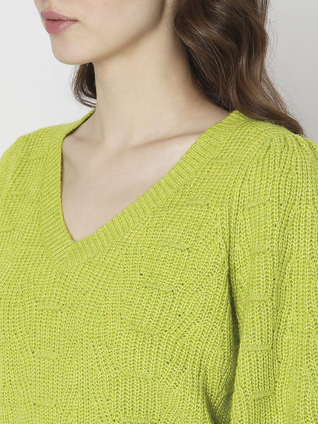 Green Pointelle Pullover