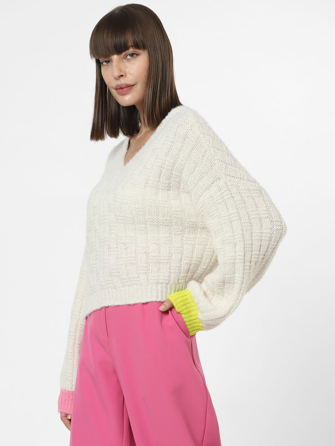 Off-White Ribbed Textured Pullover