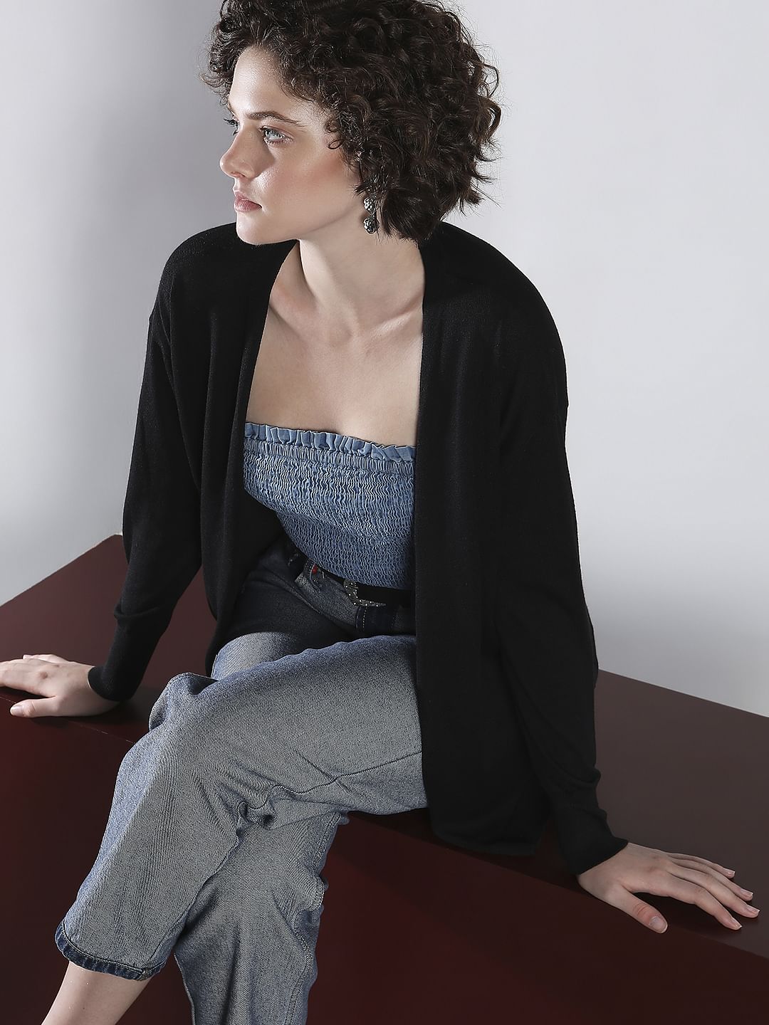 Black Open Cardigan
