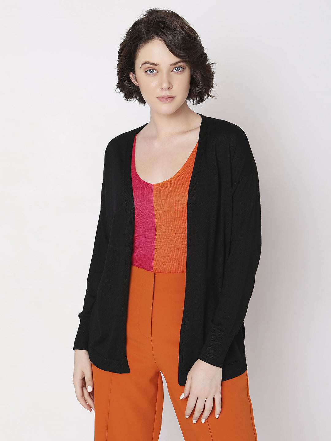 Black Open Cardigan