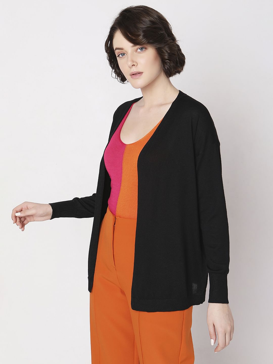 Black Open Cardigan