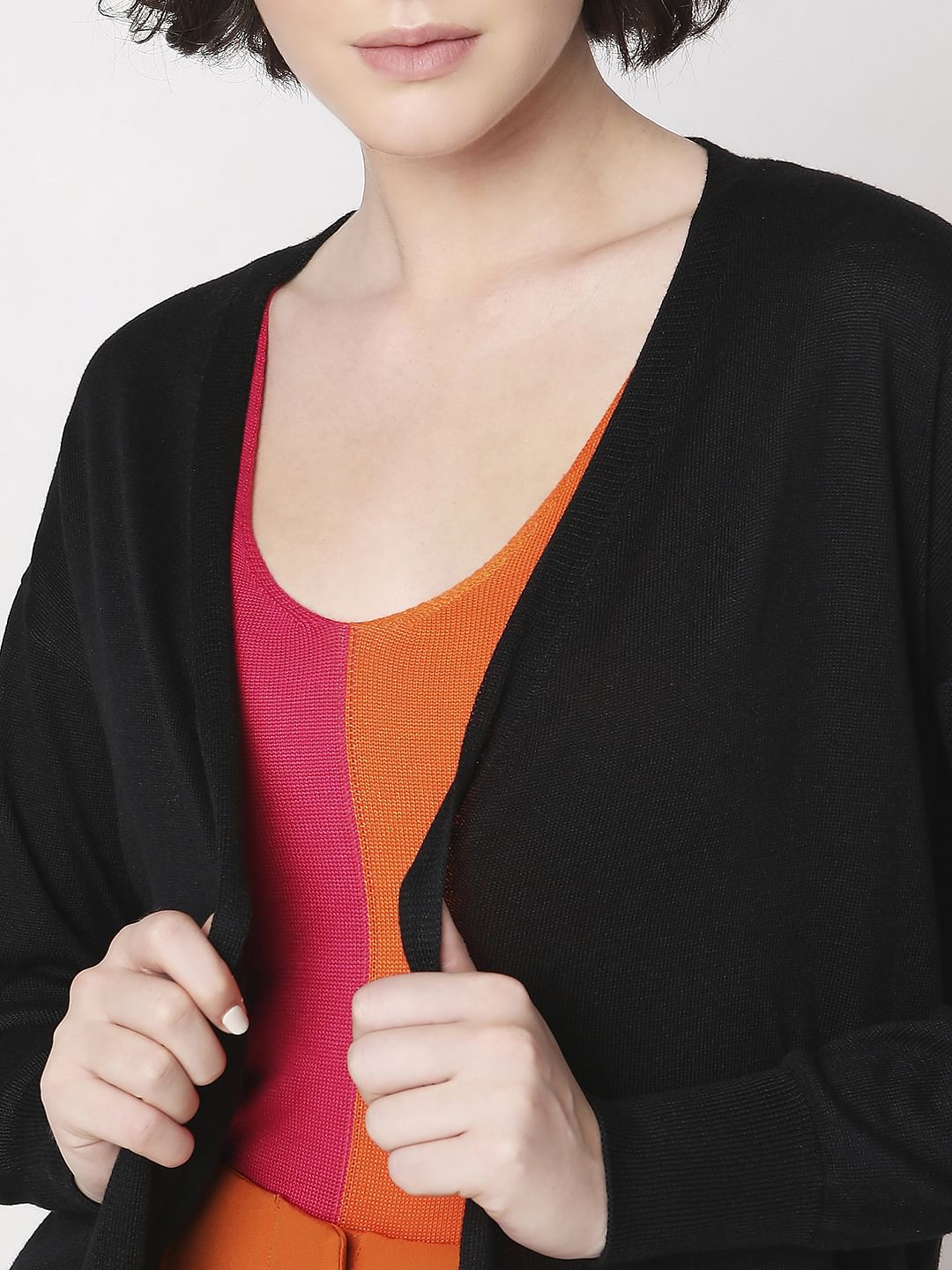 Black Open Cardigan