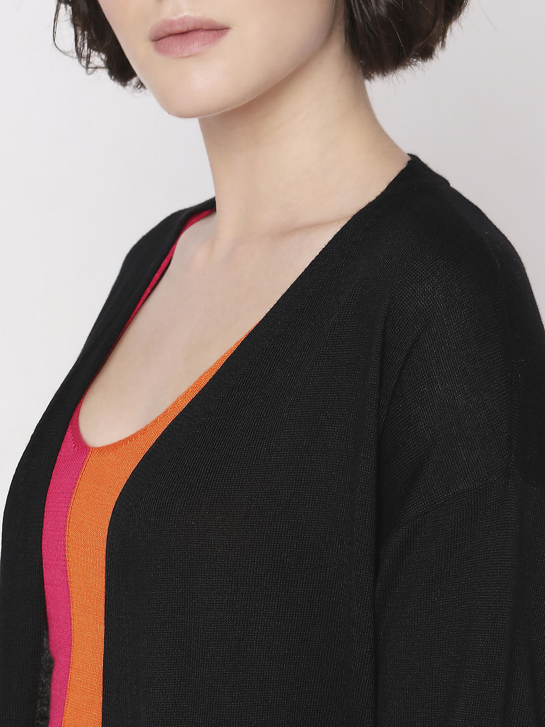 Black Open Cardigan