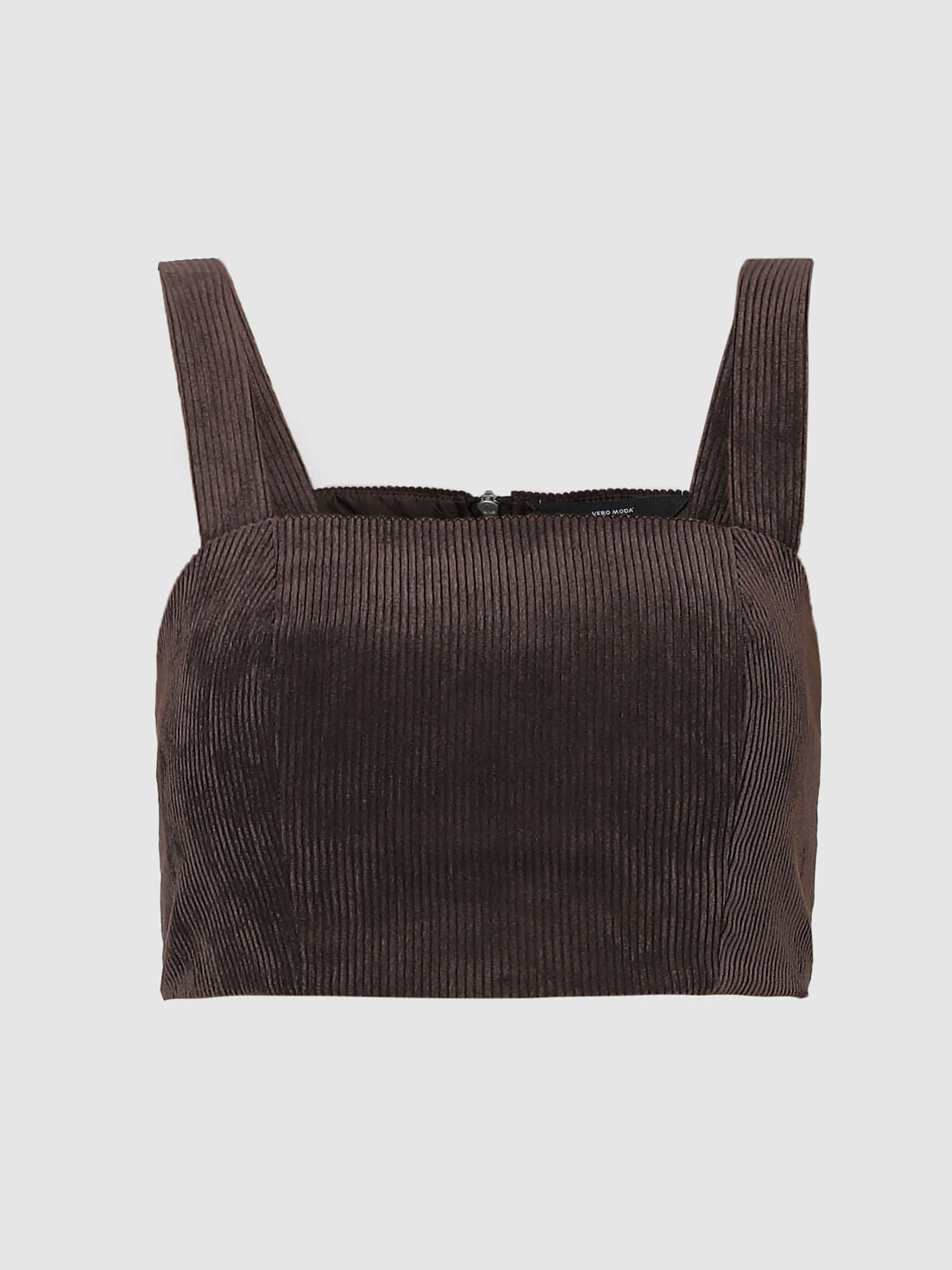 Dark Brown Corduroy Crop Top