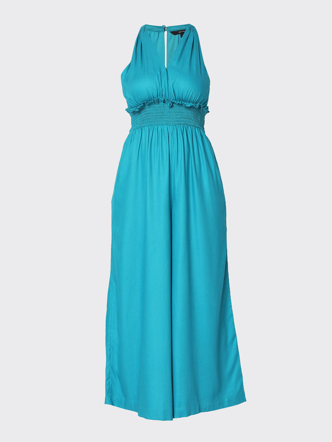 Blue Smocked Jumpsuit