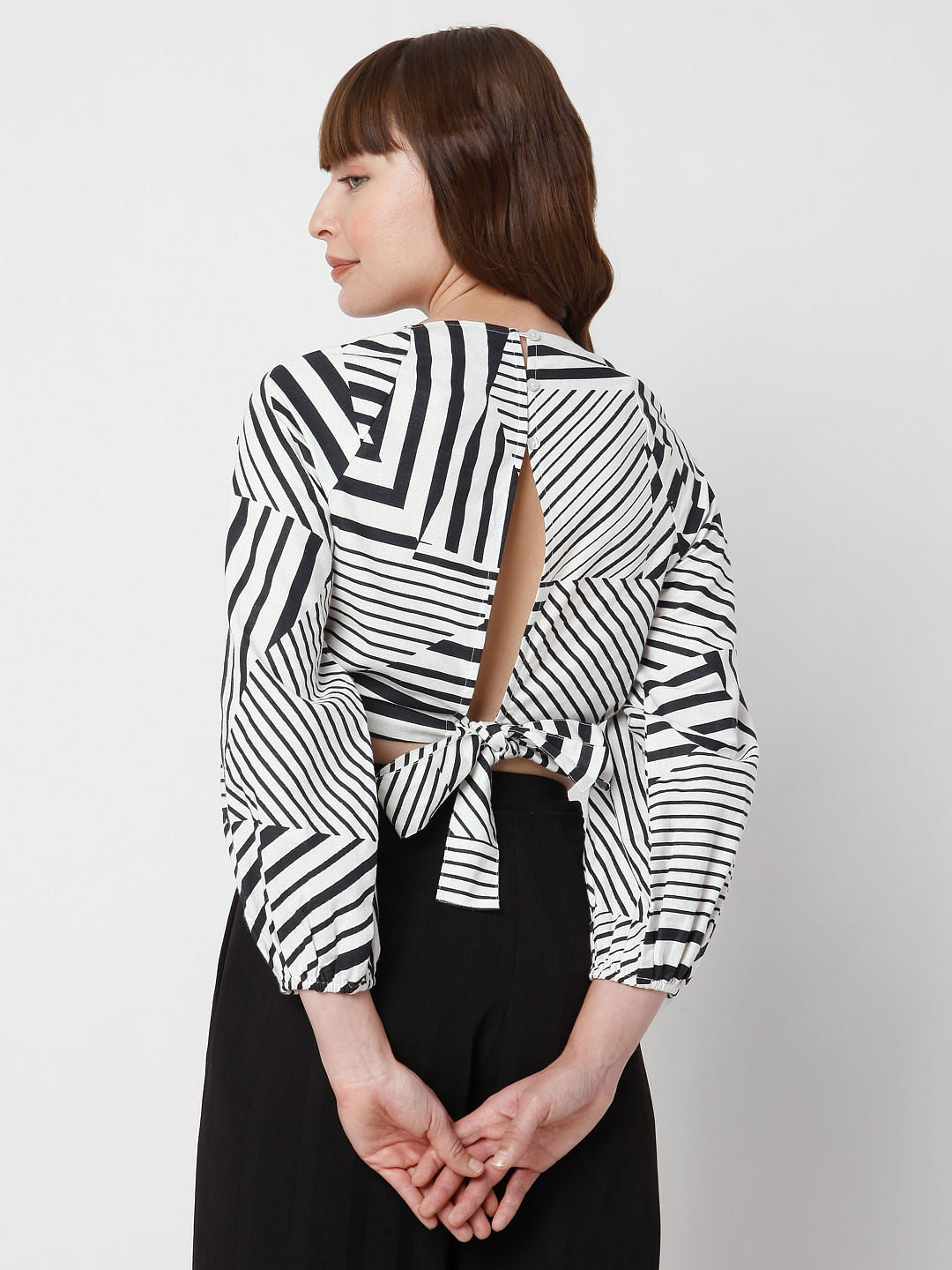 Black & White Printed Crop Top