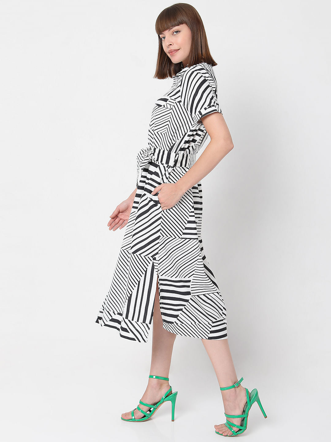 White Horizontal Stripe Dress