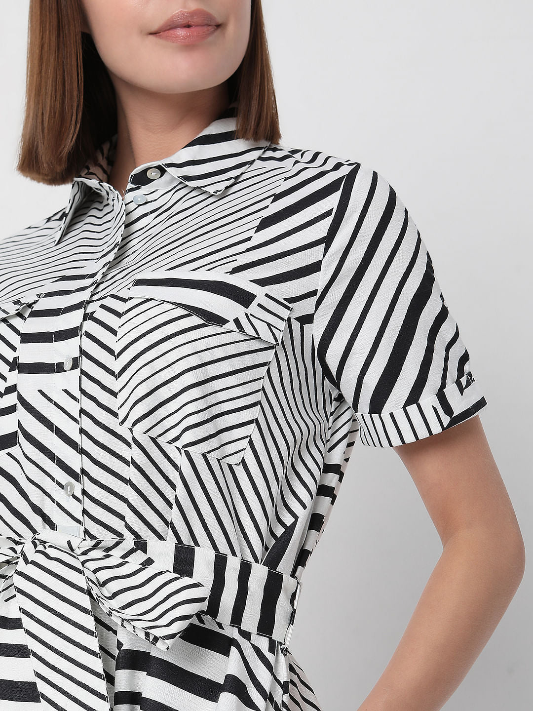 White Horizontal Stripe Dress