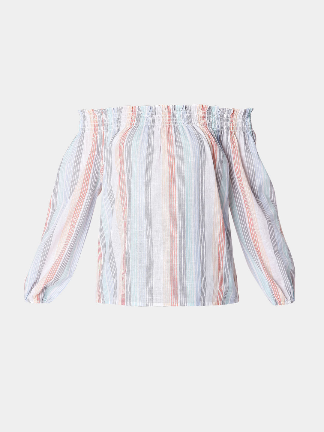 White Striped Off-Shoulder Top