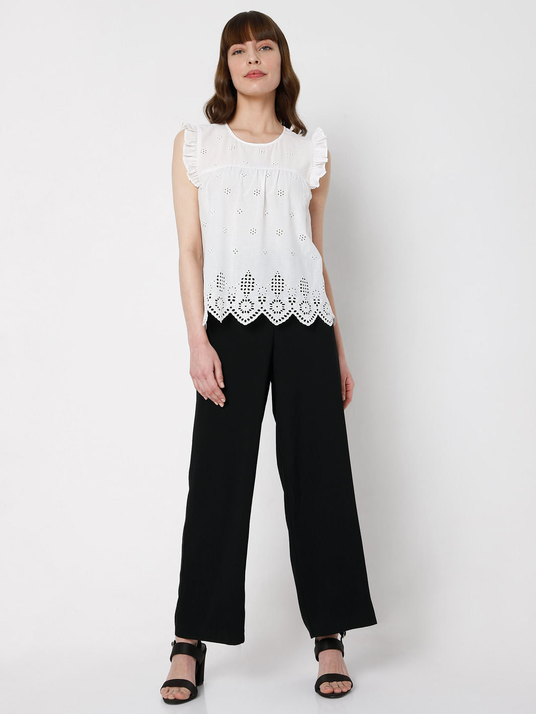White Schiffli Top