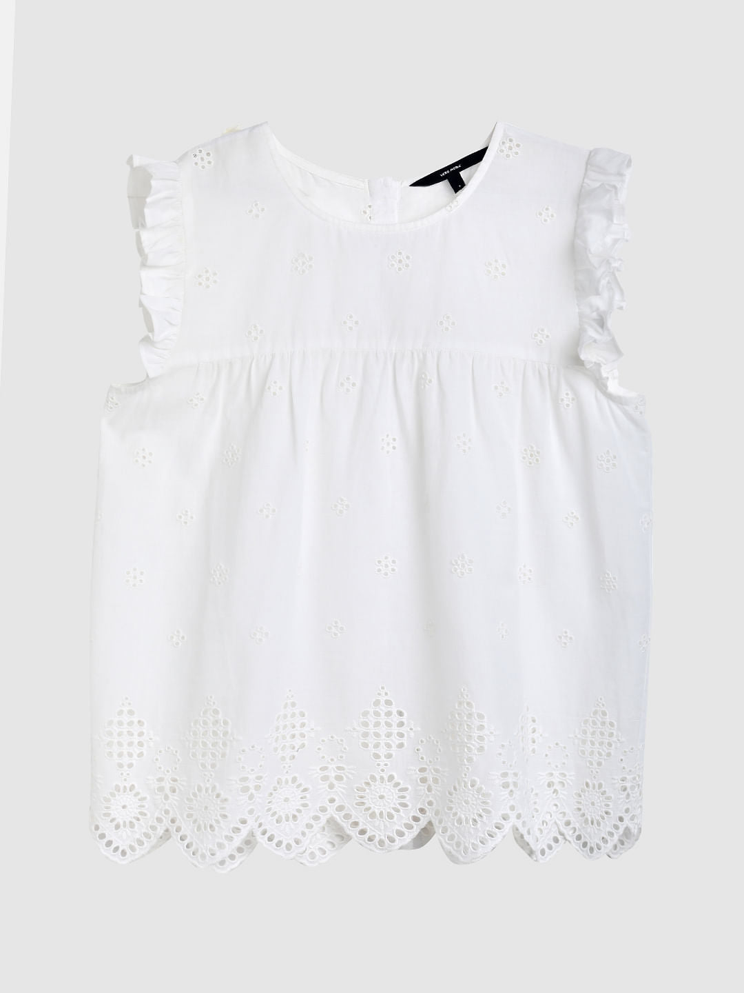 White Schiffli Top