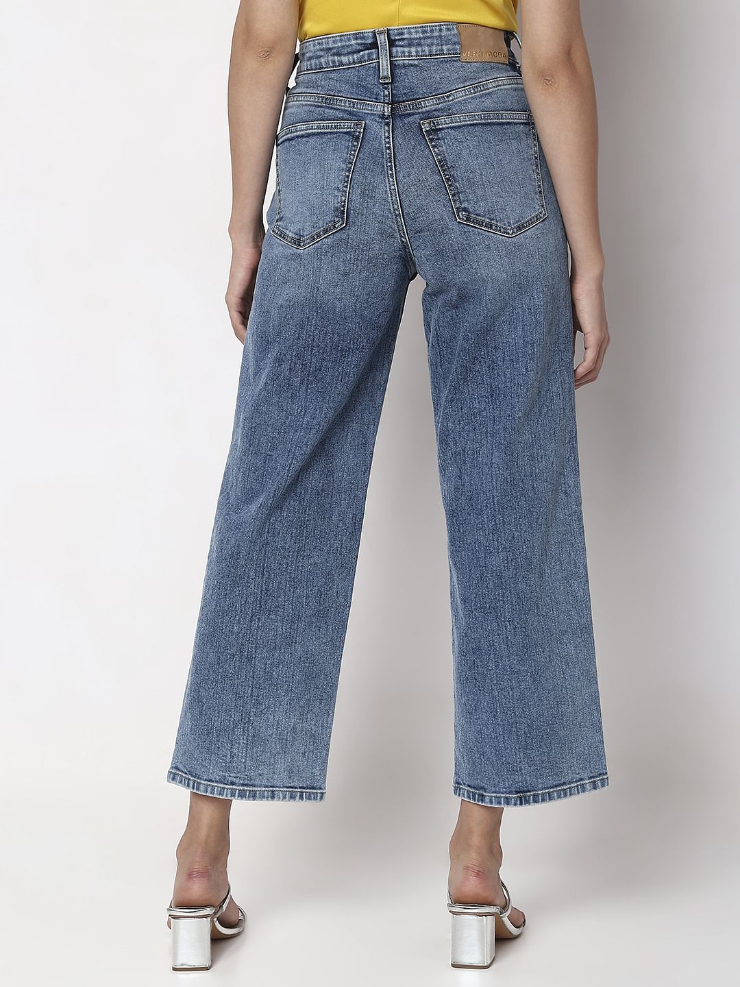 Blue High Rise Washed Jade Straight Fit Jeans