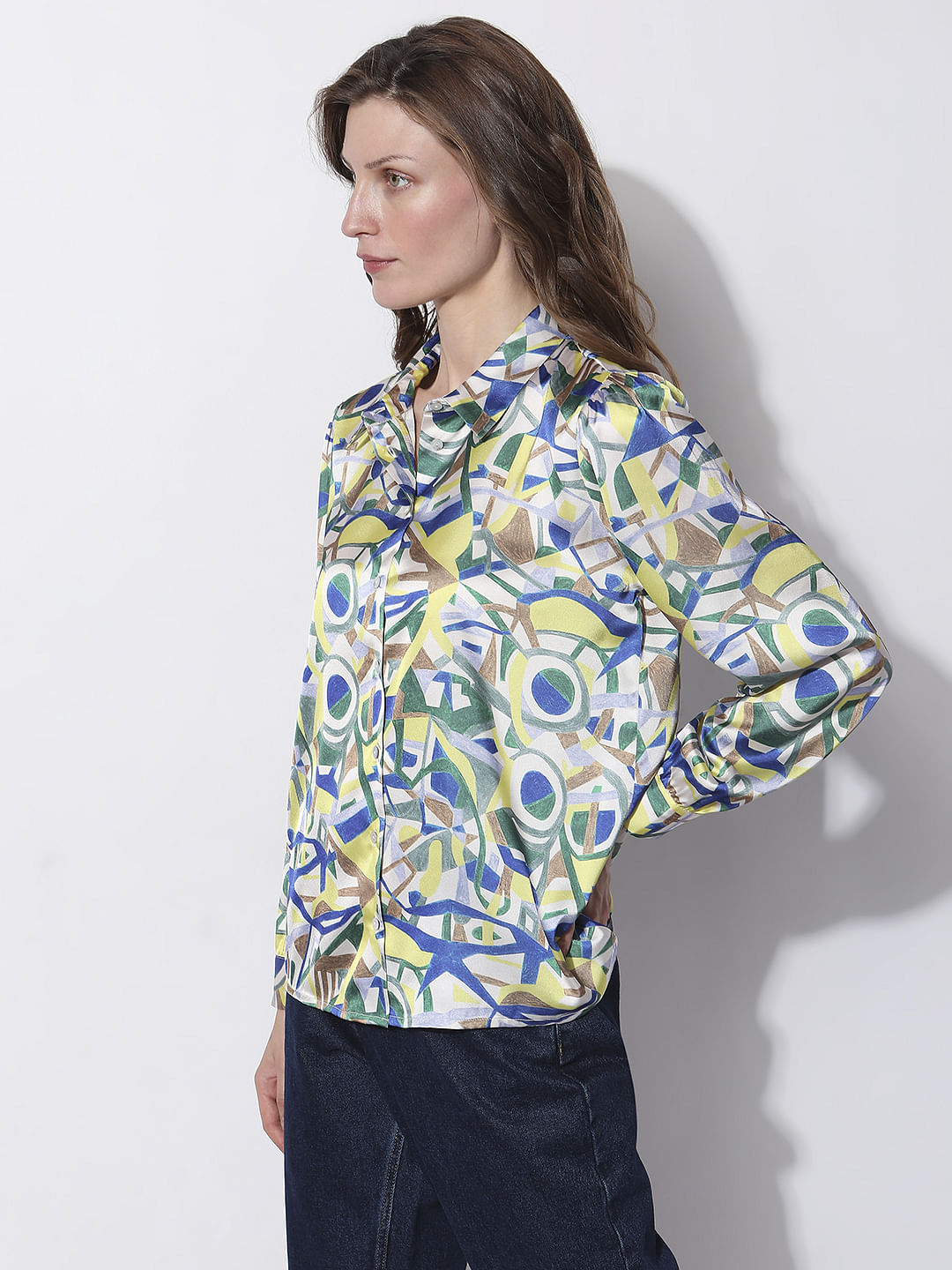 Brown Colourblocked Shirt