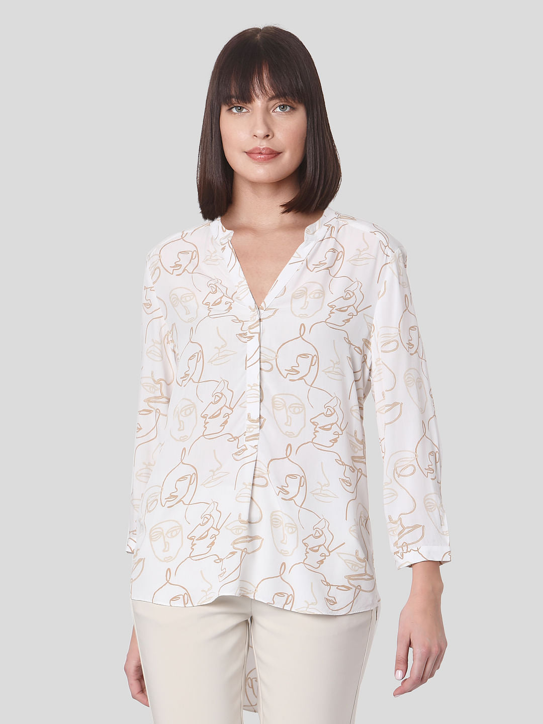 White Face Print Top