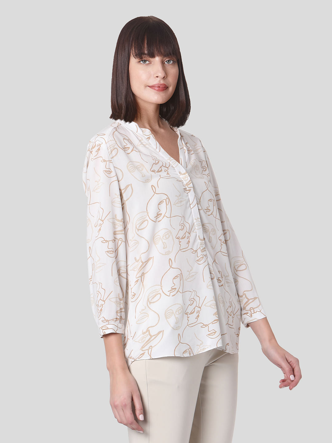 White Face Print Top