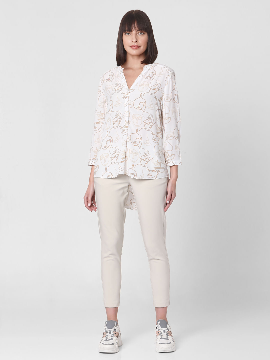White Face Print Top