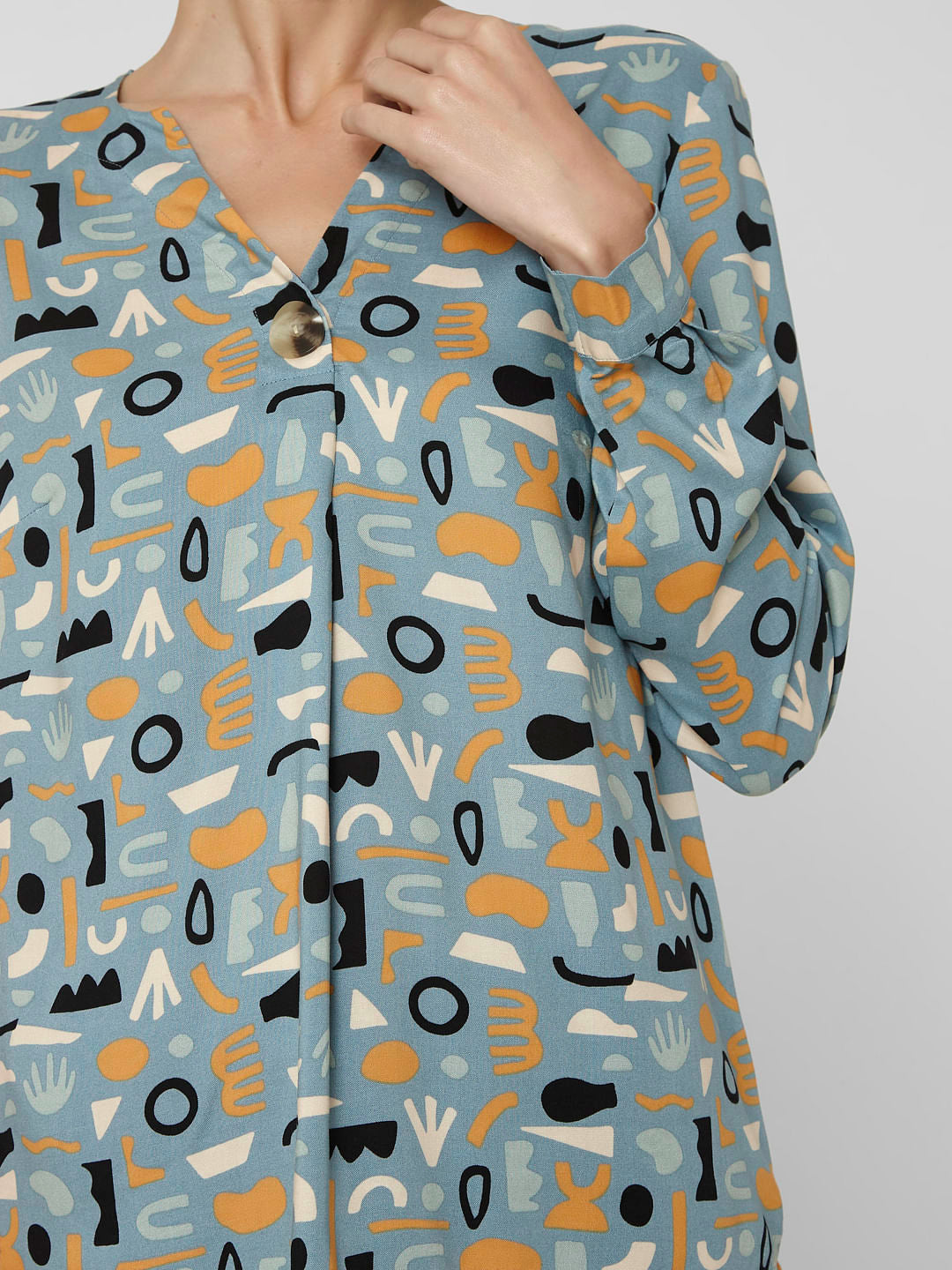 Blue Abstract Print Top