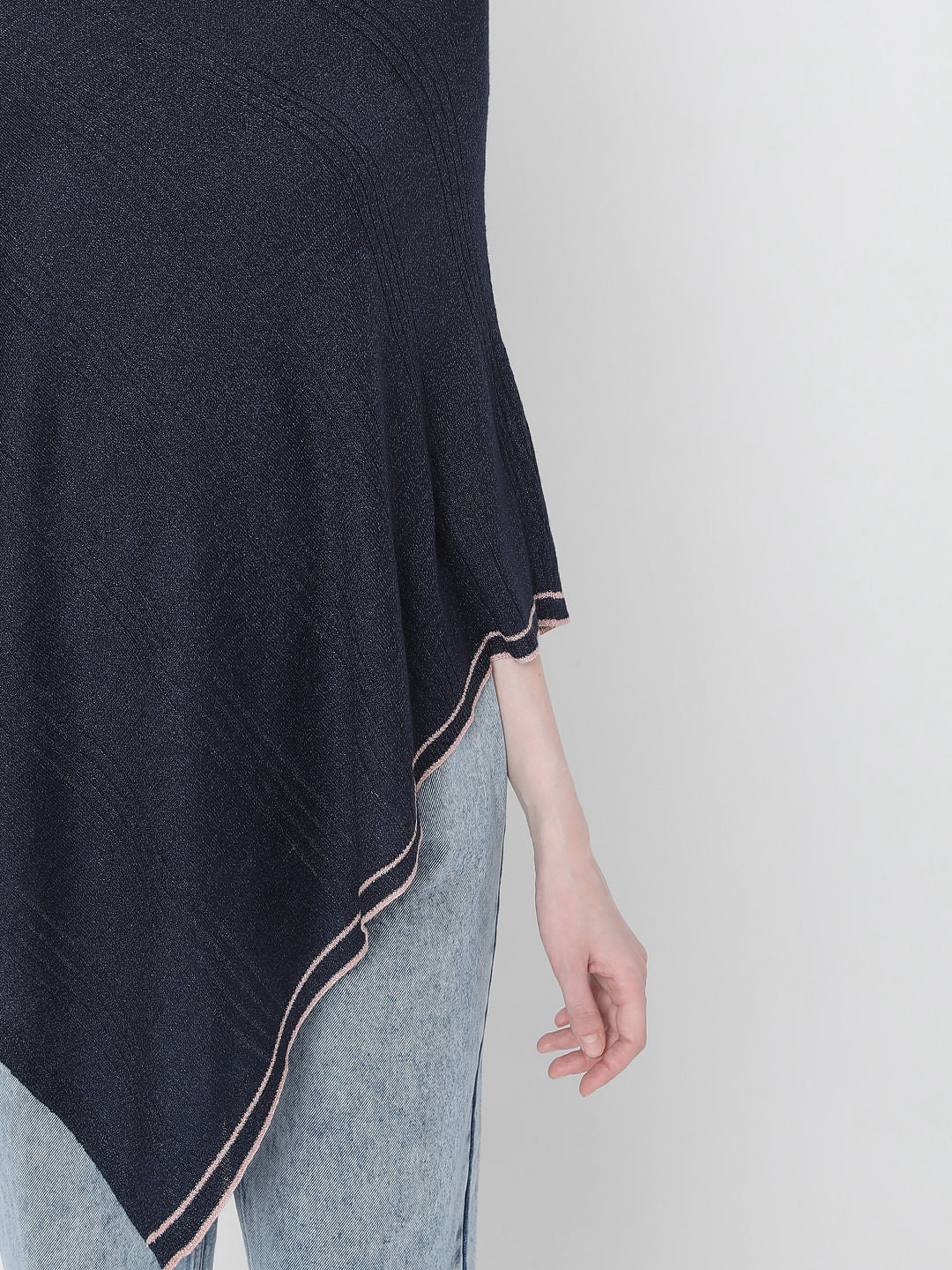 Navy Blue Asymmetric Poncho