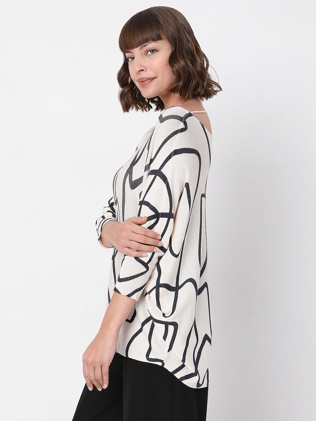 Light Pink Abstract Print Top