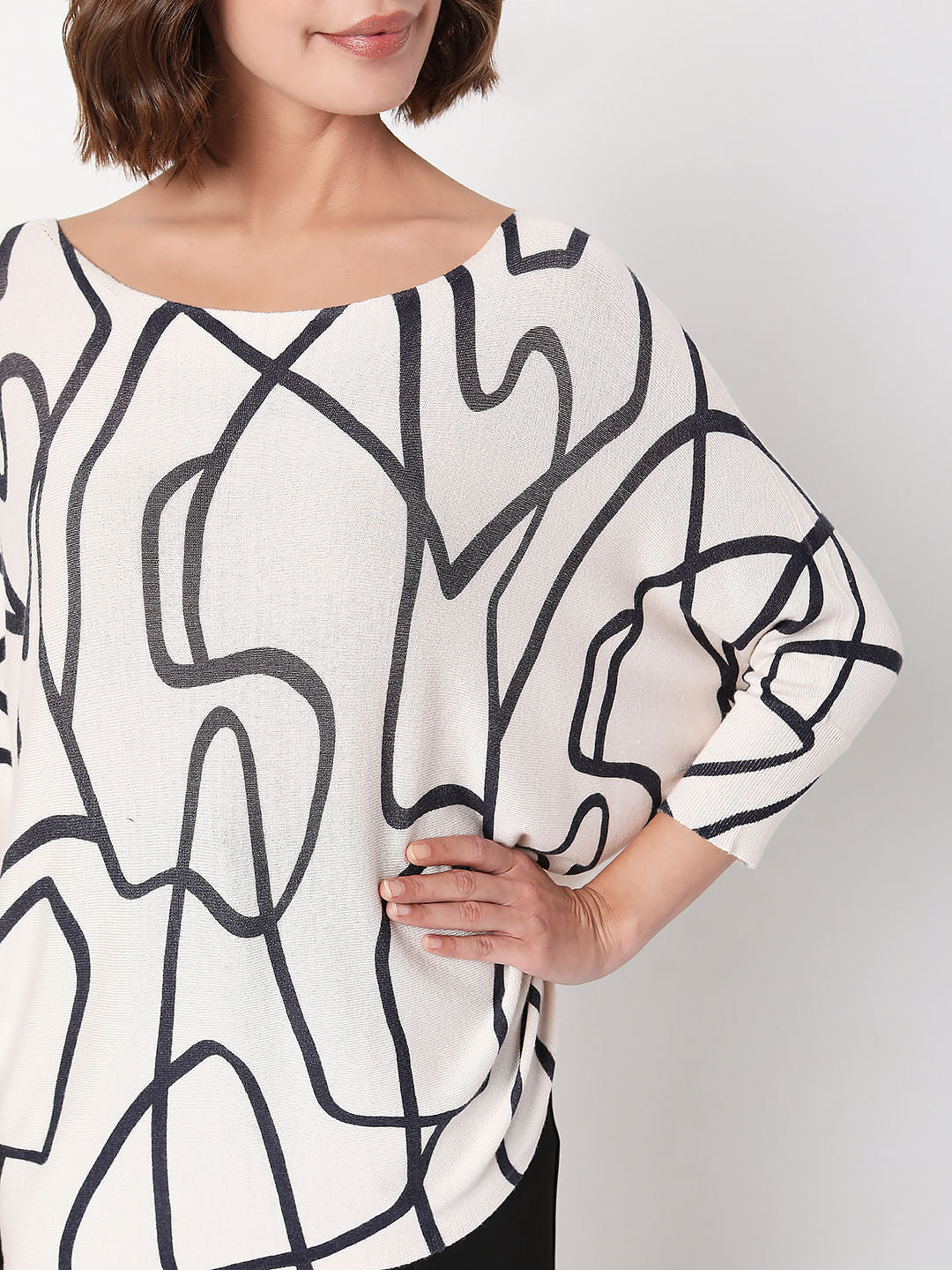 Light Pink Abstract Print Top