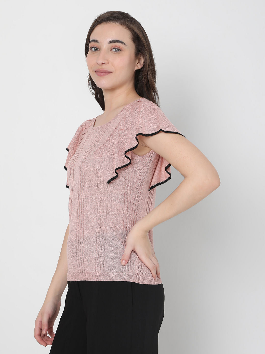 Pink Ruffle Sleeve Top