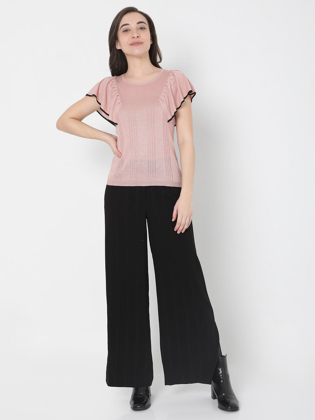 Pink Ruffle Sleeve Top